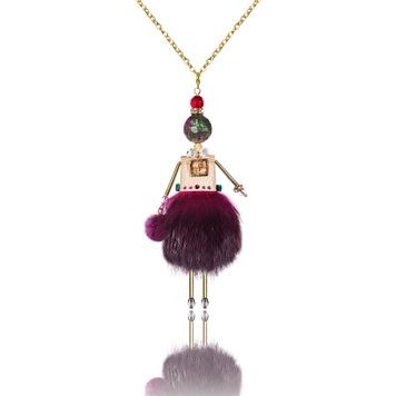 Jewelry doll pendant "Purple Lady" on a white background