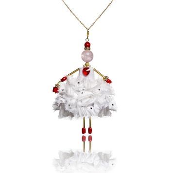 SARANA Jewelry Doll Pendant &ldquo;White Swan&rdquo; on white background luxury jewelry close-up