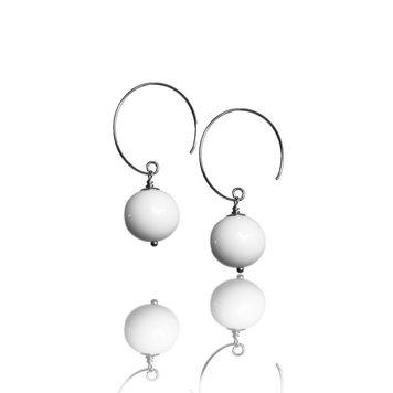 Silver earrings with white agates