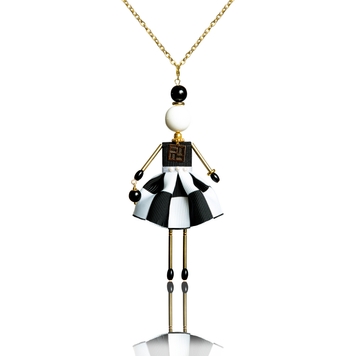 Elegant doll pendant in black and white