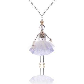 Snow-white pendant doll with pearls and rock crystal