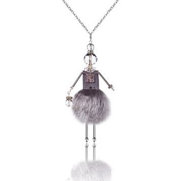Jewelry doll pendant "Grey-Eyed Beauty" on a white background