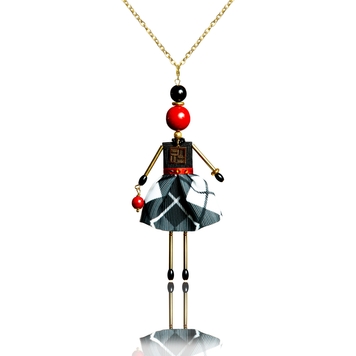 Graceful pendant doll with red coral.