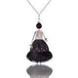 Jewelry doll pendant "Lady in Black" on a white background