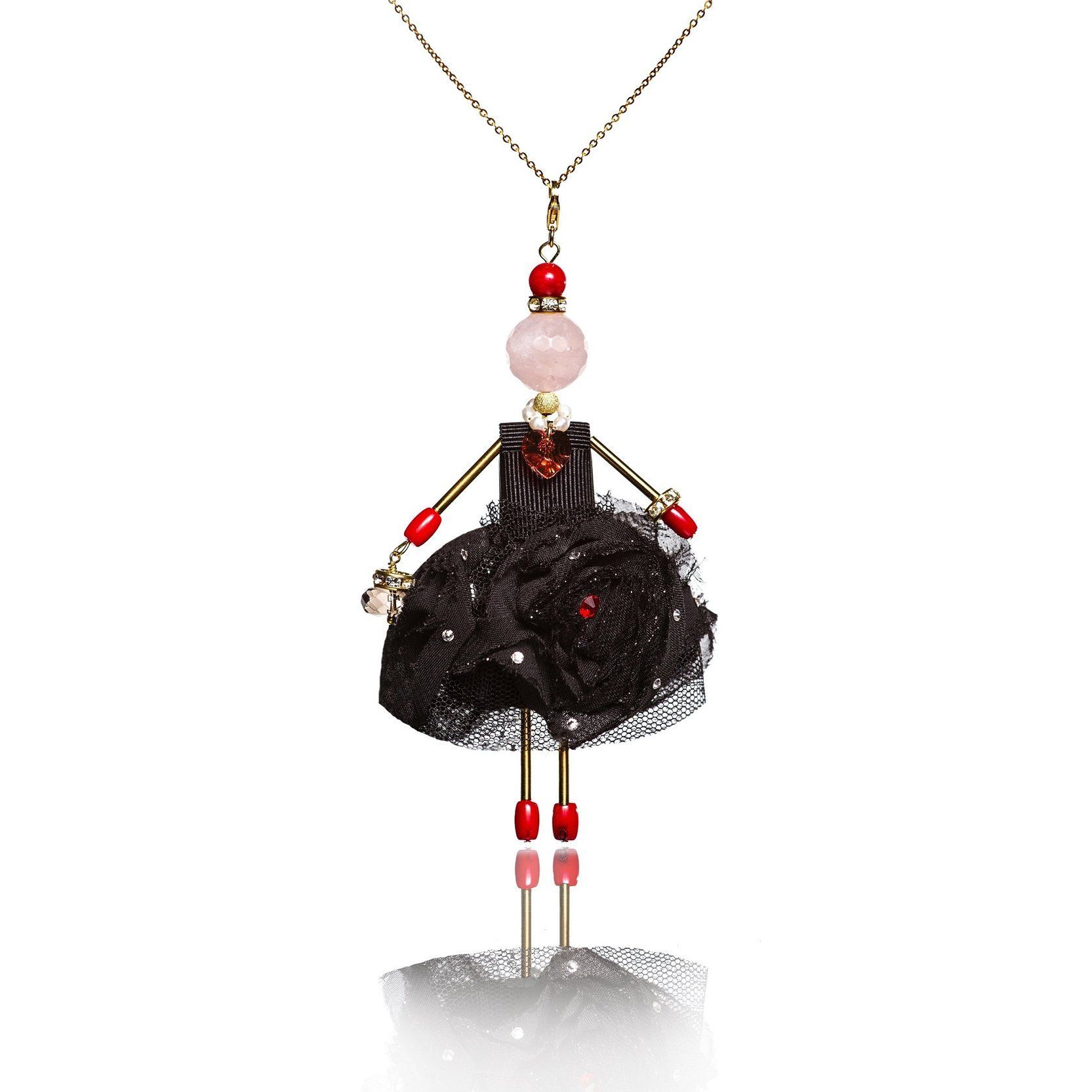 SARANA jewelry doll pendant &ldquo;Black Swan&rdquo; on white background luxury jewelry
