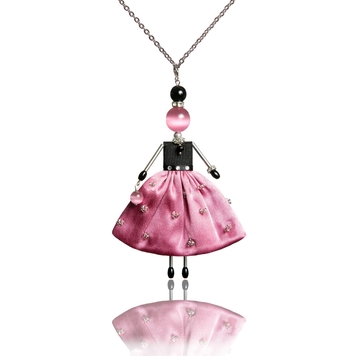 Doll-pendant in a silk skirt in the color of an ashy rose