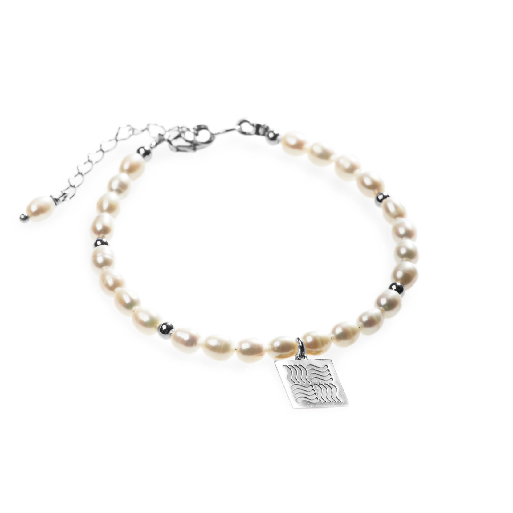 Elegante pulsera de perlas de plata