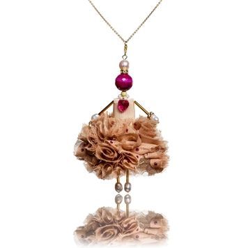 SARANA jewelry doll pendant &ldquo;Tea Rose&rdquo; on white background