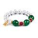 Crystal bracelet with green agate and fuchsia agate beads on white background