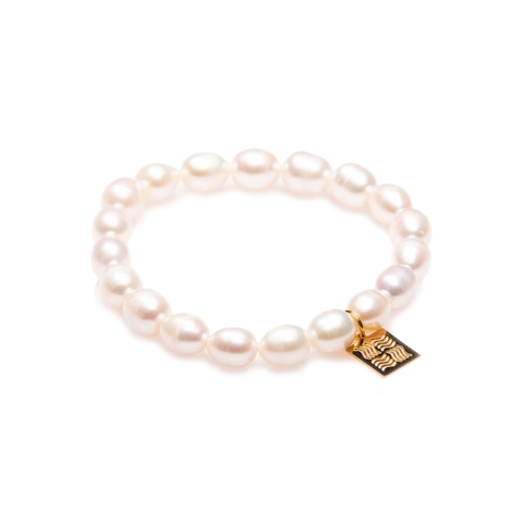 Elegante pulsera de perlas blancas naturales