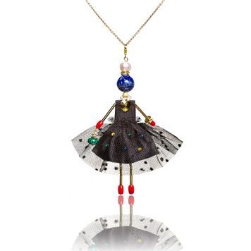 Jewelry Doll Pendant &ldquo;Black Aurora&rdquo; SARANA&reg; on white background