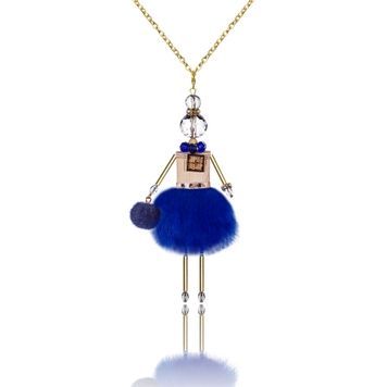 Jewelry doll pendant "Cornflower Fairy" on a white background