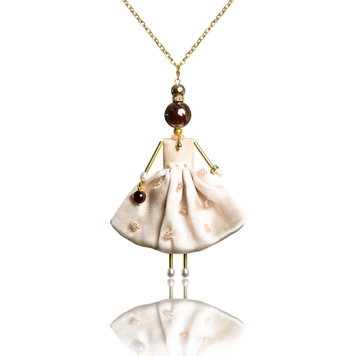 Pendant doll in a soft beige silk skirt