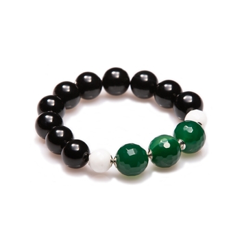 Black bracelet with green agate