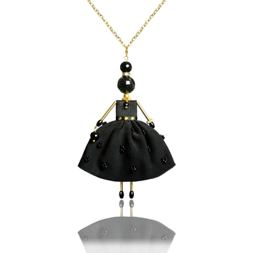 Elegant pendant doll in a black dress