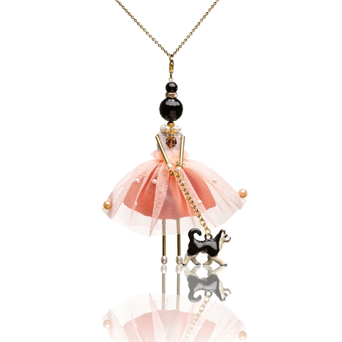 Romantic pendant doll with a devoted dog.