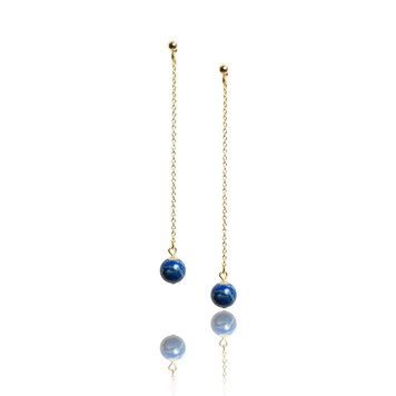 Earrings on a gold-plated chain with lapis lazuli