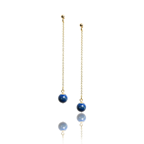 Earrings on a gold-plated chain with lapis lazuli