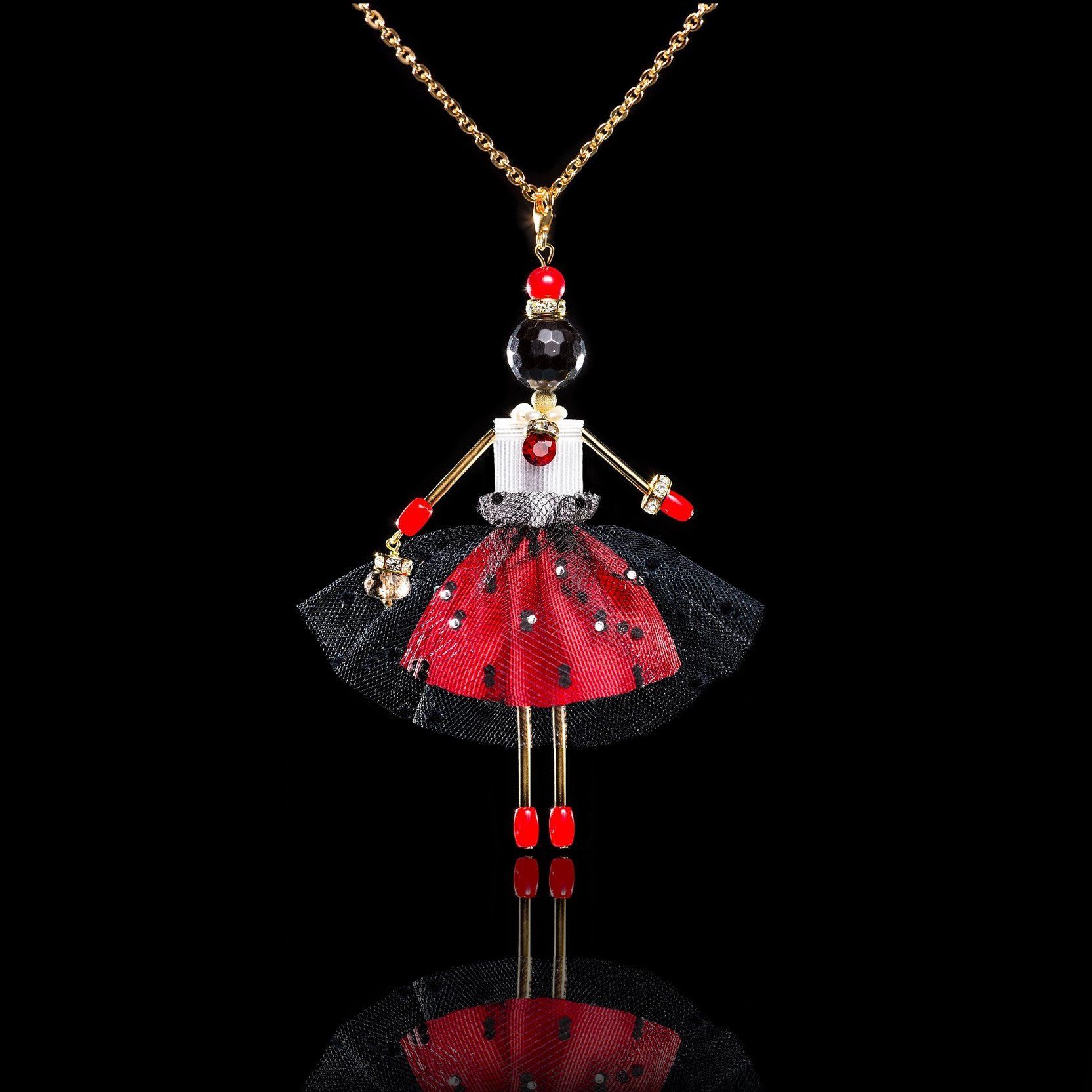 Jewelry Doll Pendant &ldquo;Carmen&rdquo; SARANA&reg; on black background