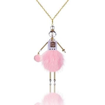 Jewelry doll pendant "Pink Princess" on a white background