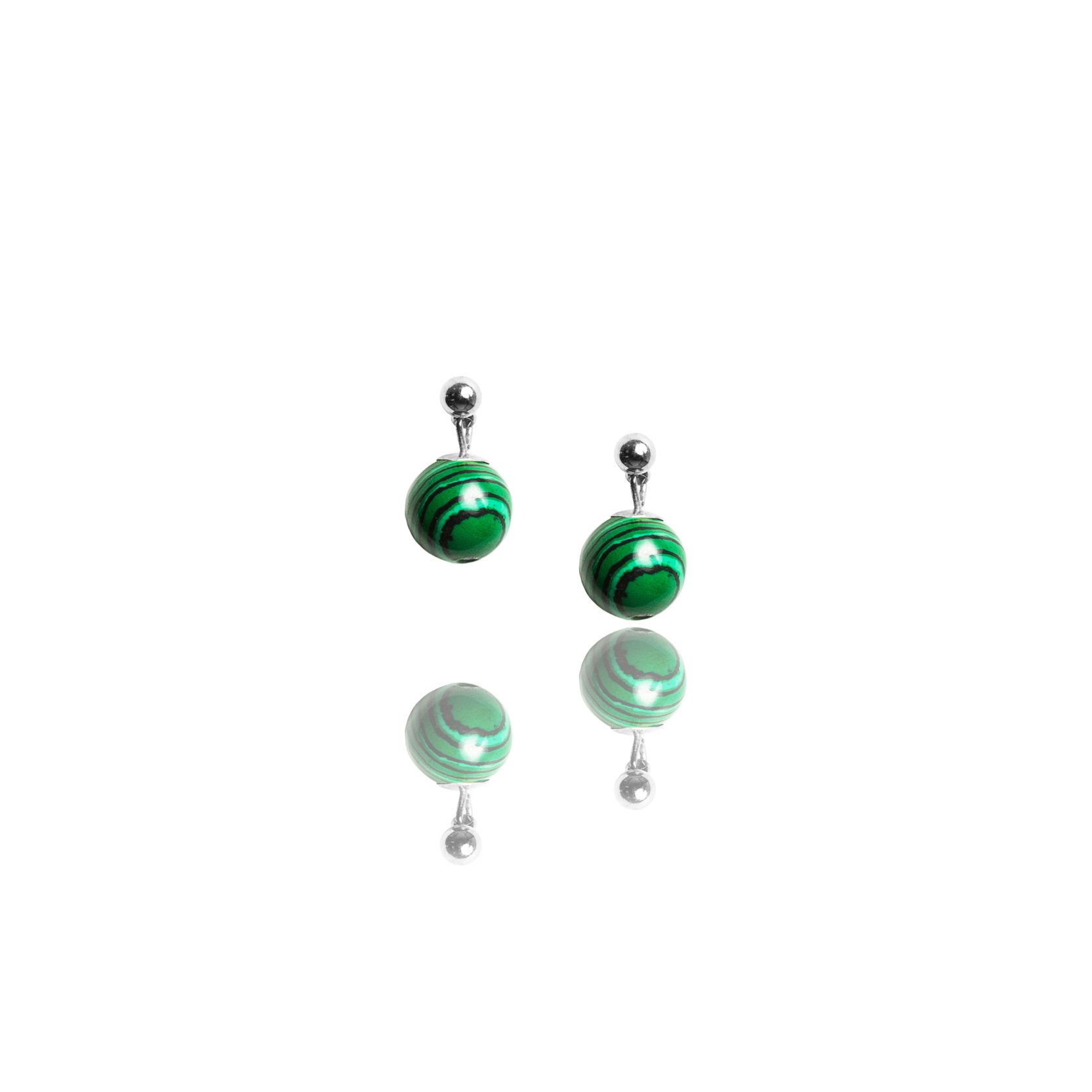Stud earrings with malachite