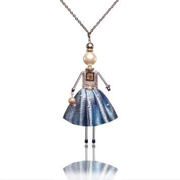 SARANA&reg; Aelita Jewelry Doll Pendant on a chain on a white background