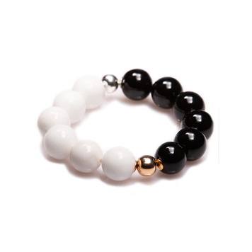 Pulsera de ágata blanca y negra