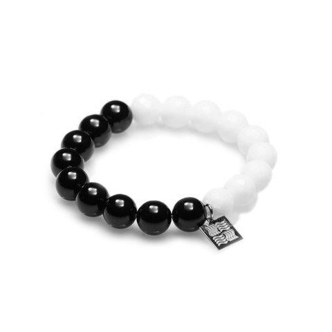 Black and white agate bracelet