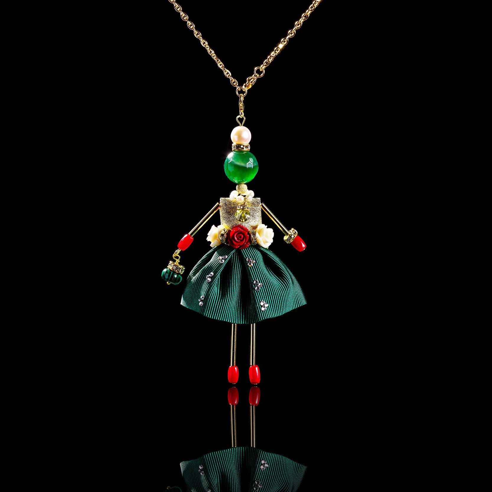SARANA&reg; Jewelry Doll Pendant &ldquo;Forest Fairy&rdquo; on a black background