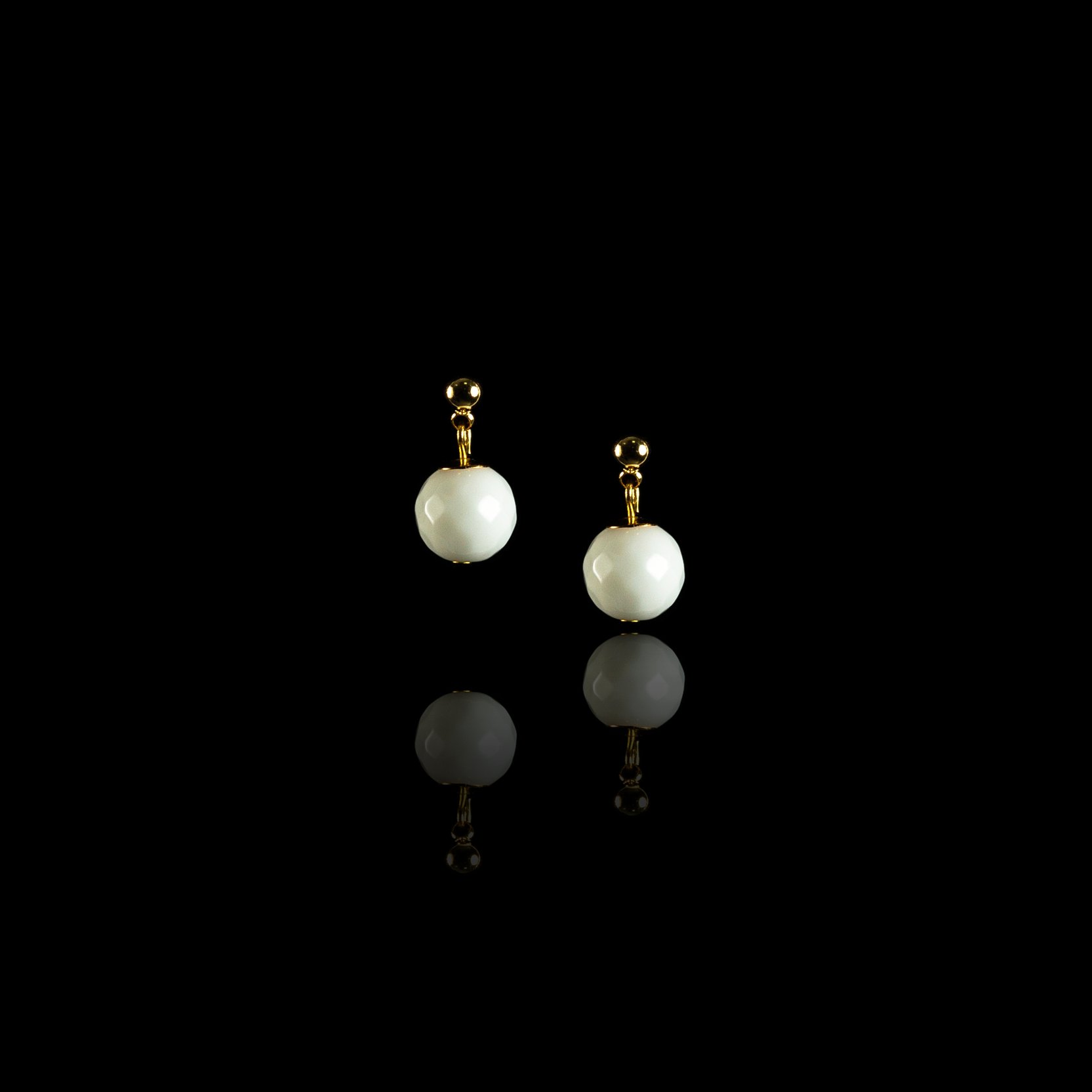 White Agate Stud Earrings