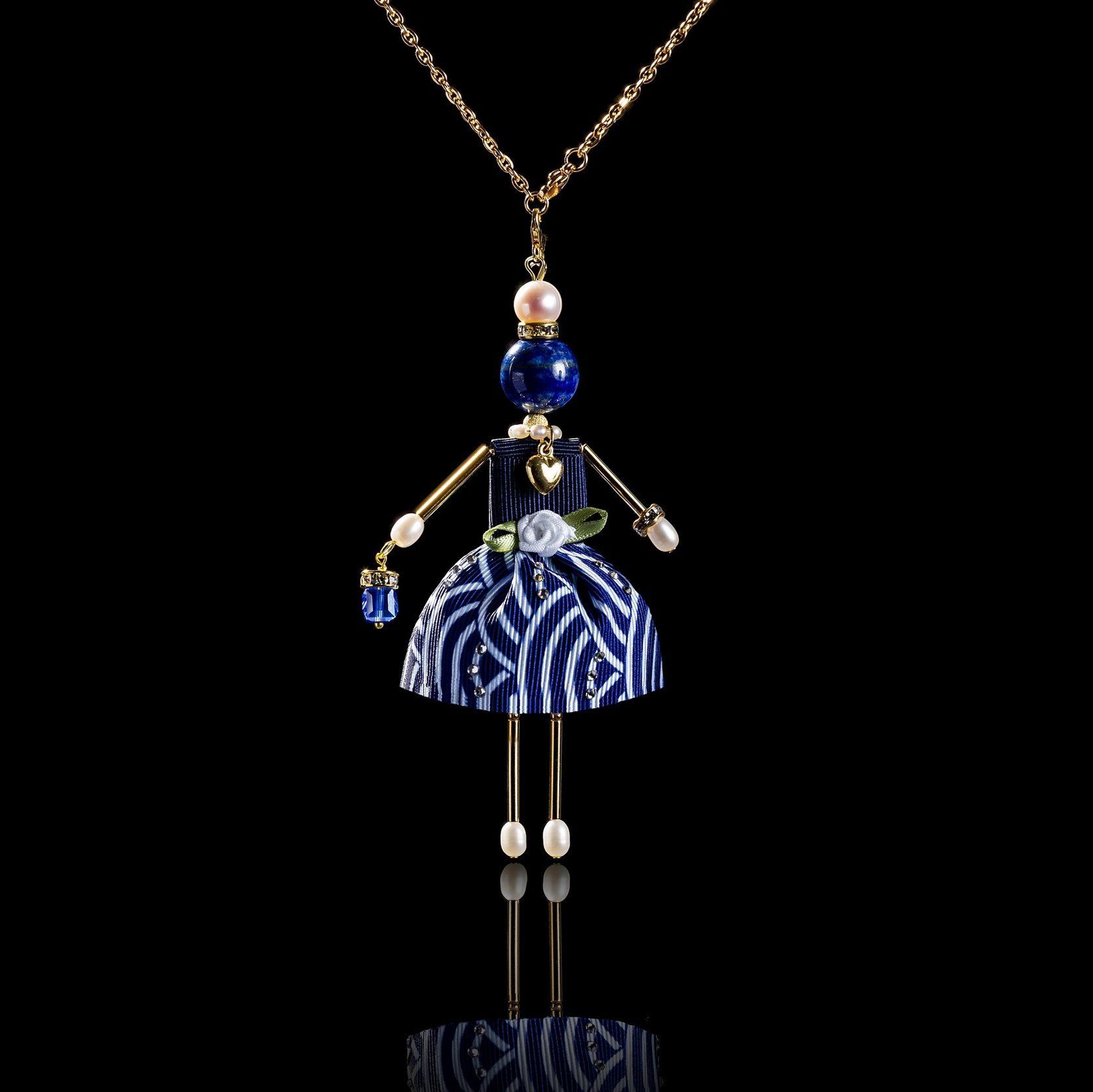 SARANA&reg; Jewelry Doll Pendant &ldquo;Sea Wave&rdquo; on a black background