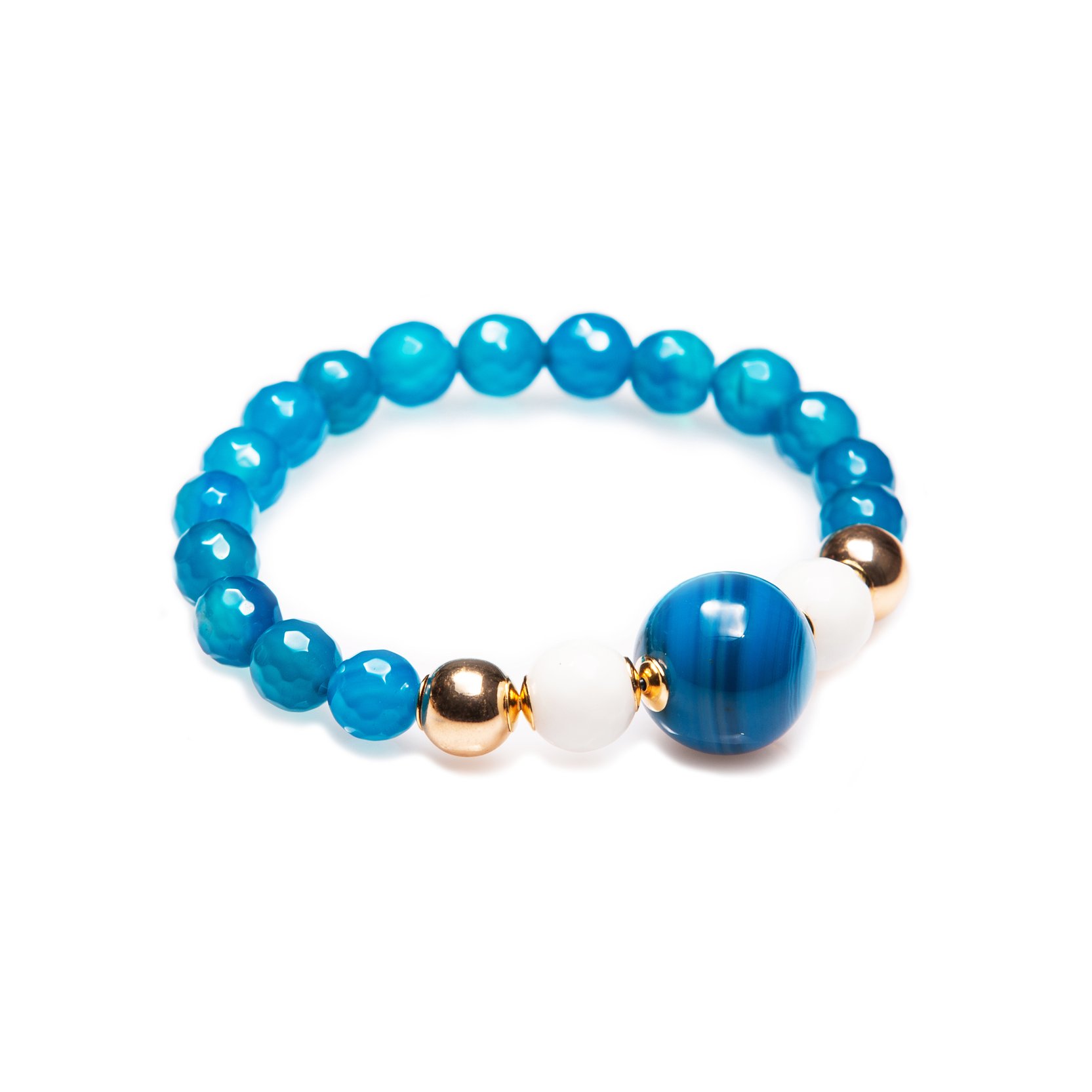 Agate bracelet of azure color.