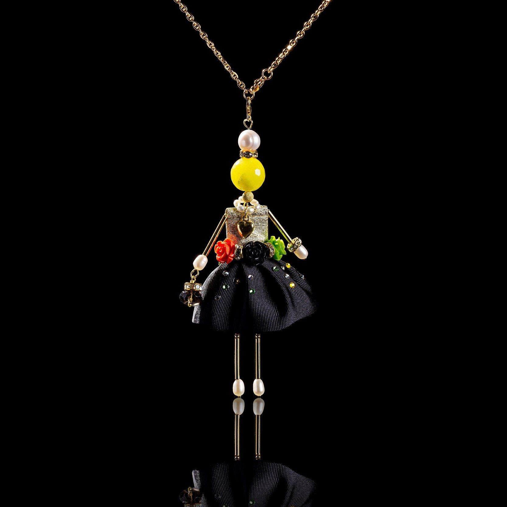SARANA&reg; Jewelry Doll Pendant &ldquo;Southern Night&rdquo; on a black background