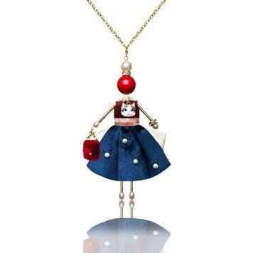 Jewelry doll pendant &ldquo;Coralina&rdquo; on a white background