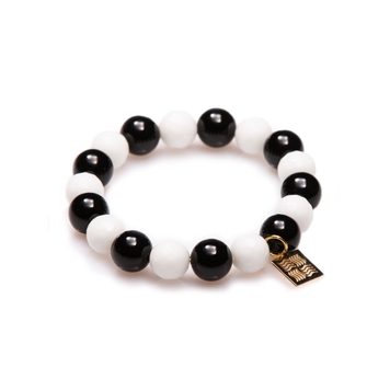 Bracelet with black and white agates