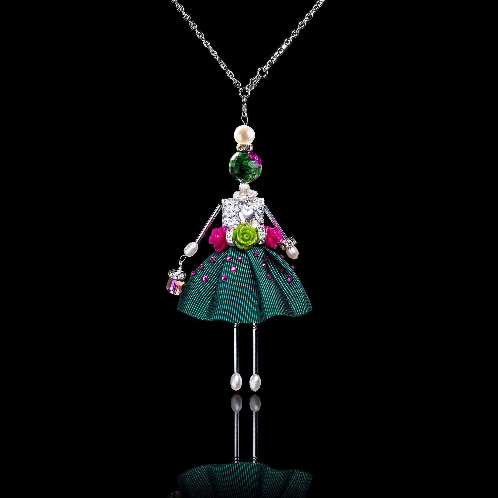 SARANA&reg; Jewelry Doll Pendant &ldquo;Spring&rdquo; on a black background