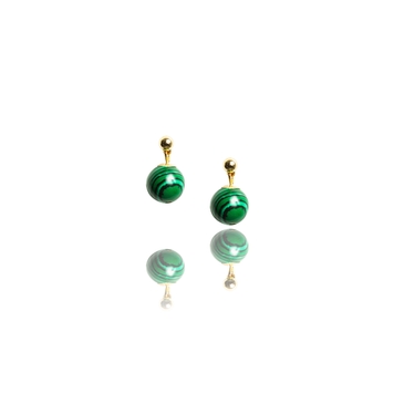 Stud earrings with malachite