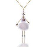 Jewelry doll pendant "Snow-White Tenderness" on a white background