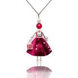 SARANA&reg; &ldquo;Rosalia&rdquo; jewelry doll pendant with Sharon rose-colored agate on a white background