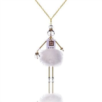 Jewelry doll pendant "Snow-White Tenderness" on a white background