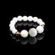 White agate bracelet with a central stone - gray cat's eye