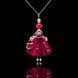 SARANA&reg; &ldquo;Rosalia&rdquo; jewelry doll pendant with Sharon rose-colored agate on a black background