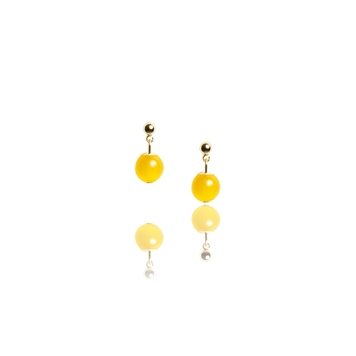 Small radiant earrings with a yellow stone.