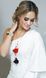 Jewelry doll pendant "Lady in Red" worn by a model