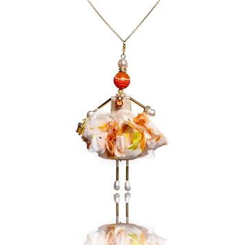 SARANA Jewelry Doll Pendant "Ginger Miracle" on white background luxury jewelry close-up