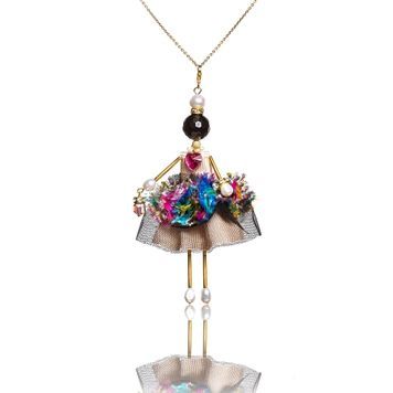 Jewelry Doll Pendant &ldquo;Mademoiselle&rdquo; SARANA&reg; on white background