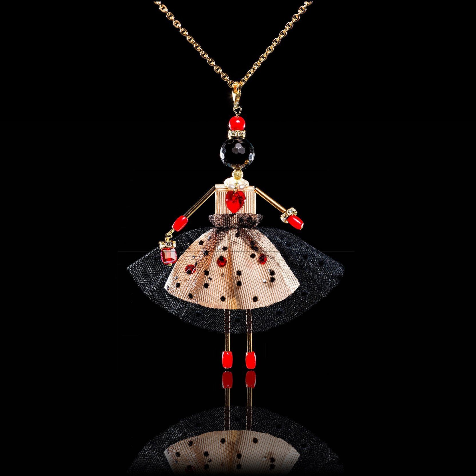 Jewelry Doll Pendant &ldquo;Se&ntilde;orita&rdquo; SARANA&reg; on black background