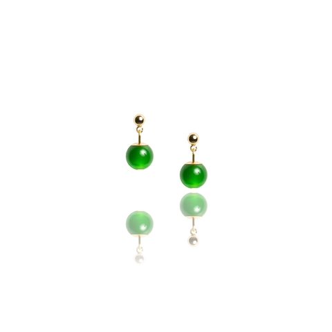 Small stud earrings with a green stone.
