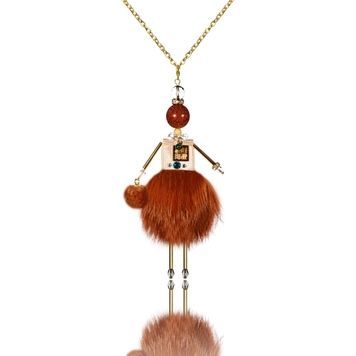 Jewelry doll pendant "Red-haired Beauty" on a white background