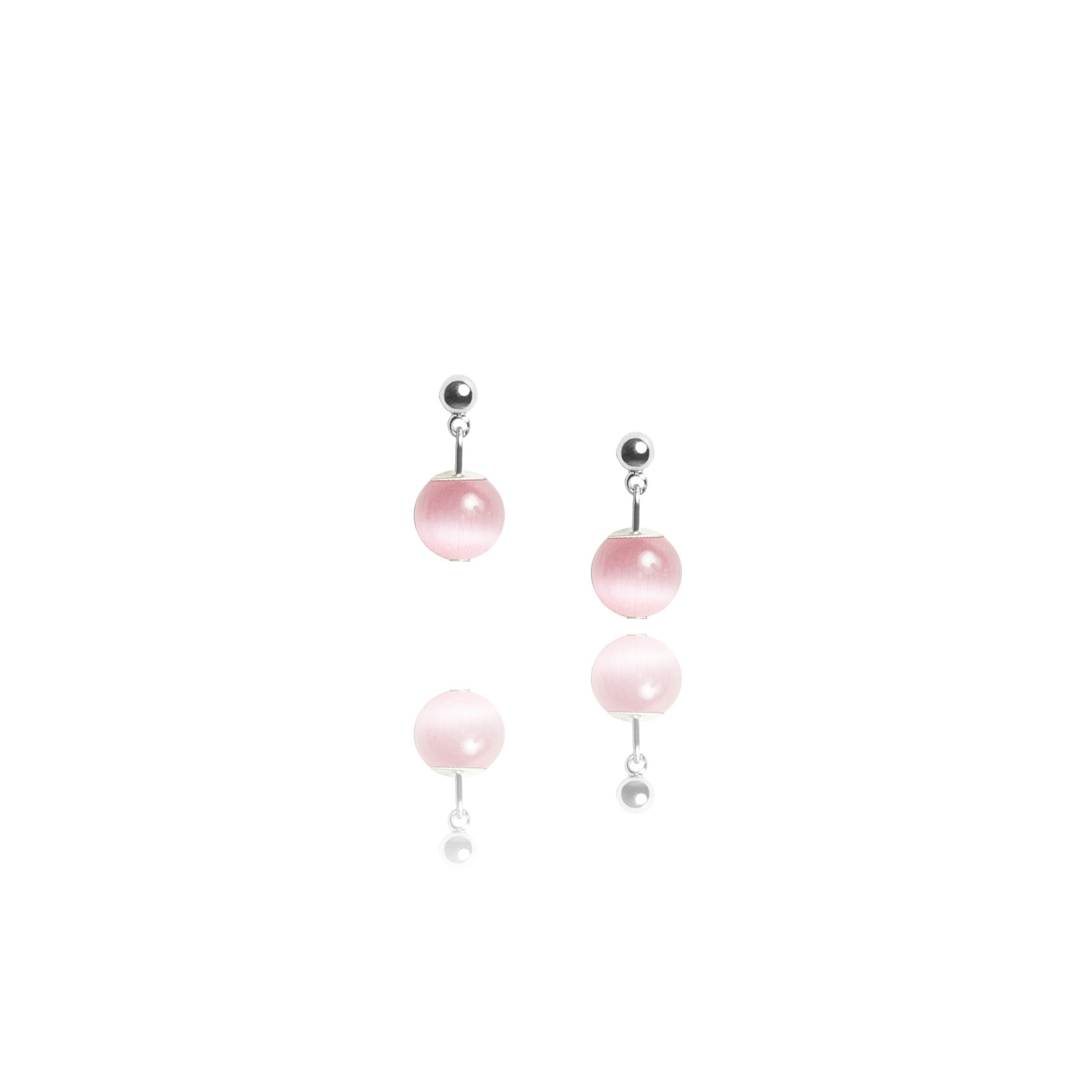 Small stud earrings with a pink stone.